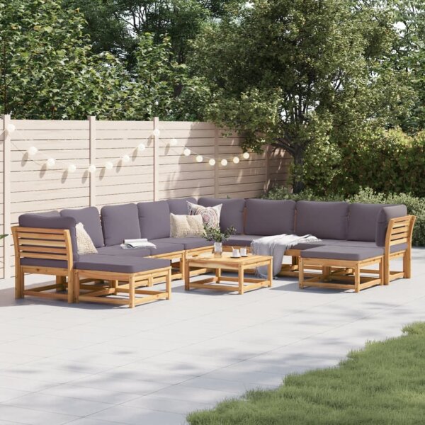 vidaXL 11-tlg. Garten-Lounge-Set mit Kissen Massivholz Akazie