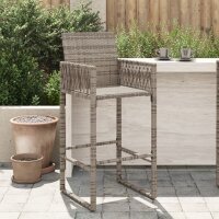 vidaXL Garten-Barhocker 2 Stk. Grau Poly Rattan