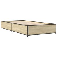 vidaXL Bettgestell Sonoma-Eiche 90x200 cm Holzwerkstoff und Metall