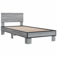 vidaXL Bettgestell Grau Sonoma 75x190 cm Holzwerkstoff und Metall