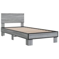 vidaXL Bettgestell Grau Sonoma 90x190 cm Holzwerkstoff und Metall