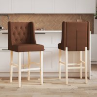 vidaXL Barstühle 2 Stk. Massivholz Gummibaum und Stoff