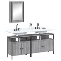 vidaXL 3-tlg. Badmöbel-Set Grau Sonoma Holzwerkstoff