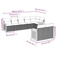 vidaXL 8-tlg. Garten-Sofagarnitur mit Kissen Schwarz Poly Rattan