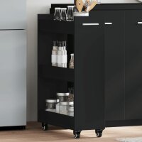 vidaXL Schrank mit Rollen Schwarz 60x22x79 cm Holzwerkstoff