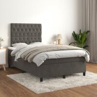 vidaXL Boxspringbett mit Matratze Dunkelgr&uuml;n 120x190 cm Samt