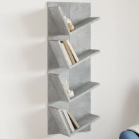 vidaXL Wand-B&uuml;cherregal mit 4 F&auml;chern Betongrau 33x16x90 cm