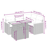 vidaXL 5-tlg. Garten-Sofagarnitur mit Kissen Grau Poly Rattan