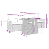 vidaXL 5-tlg. Garten-Sofagarnitur mit Kissen Grau Poly Rattan