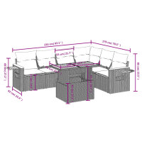 vidaXL 7-tlg. Garten-Sofagarnitur mit Kissen Grau Poly Rattan