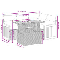 vidaXL 5-tlg. Garten-Sofagarnitur mit Kissen Grau Poly Rattan