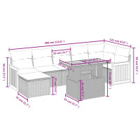 vidaXL 8-tlg. Garten-Sofagarnitur mit Kissen Grau Poly Rattan