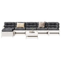 vidaXL 7-tlg. Garten-Lounge-Set Wei&szlig; Massivholz Kiefer