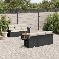 vidaXL 7-tlg. Garten-Sofagarnitur mit Kissen Schwarz Poly Rattan