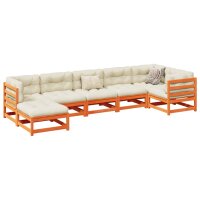 vidaXL 7-tlg. Garten-Sofagarnitur Wachsbraun Massivholz Kiefer