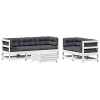 vidaXL 6-tlg. Garten-Lounge-Set mit Kissen Wei&szlig; Massivholz Kiefer