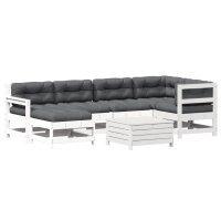 vidaXL 7-tlg. Garten-Lounge-Set mit Kissen Wei&szlig; Massivholz Kiefer