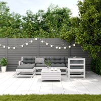 vidaXL 7-tlg. Garten-Lounge-Set mit Kissen Wei&szlig; Massivholz Kiefer