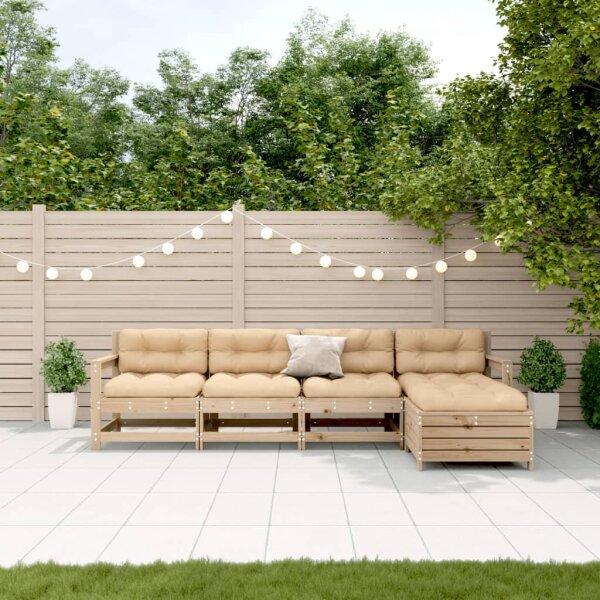 vidaXL 5-tlg. Garten-Lounge-Set mit Kissen Massivholz Kiefer