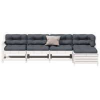 vidaXL 5-tlg. Garten-Lounge-Set mit Kissen Wei&szlig; Massivholz Kiefer