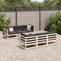 vidaXL 7-tlg. Garten-Sofagarnitur mit Kissen Massivholz Kiefer