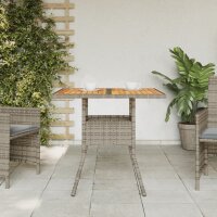 vidaXL Gartentisch mit Akazienholz-Platte Grau 80x80x75 cm Poly Rattan