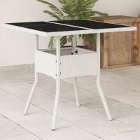 vidaXL Gartentisch mit Glasplatte Weiß 80x80x75 cm...