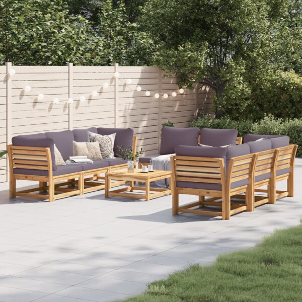 vidaXL 9-tlg. Garten-Lounge-Set mit Kissen Massivholz Akazie