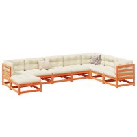 vidaXL 8-tlg. Garten-Sofagarnitur Wachsbraun Massivholz Kiefer