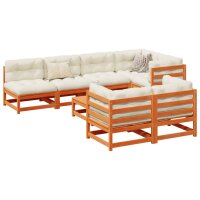 vidaXL 8-tlg. Garten-Sofagarnitur Wachsbraun Massivholz Kiefer