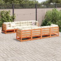 vidaXL 9-tlg. Garten-Sofagarnitur Wachsbraun Massivholz Kiefer