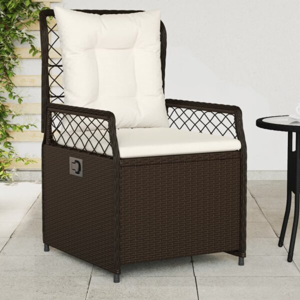 vidaXL Gartensessel 2 Stk. Verstellbar Braun Poly Rattan