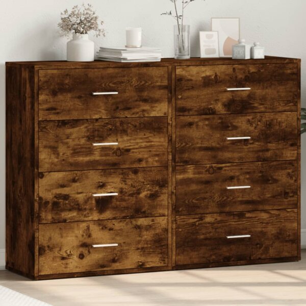 vidaXL Sideboards 2 Stk. R&auml;uchereiche 60x31x84 cm Holzwerkstoff