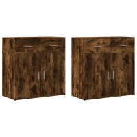 vidaXL Sideboards 2 Stk. R&auml;uchereiche 79x38x80 cm Holzwerkstoff