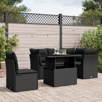 vidaXL 6-tlg. Garten-Sofagarnitur mit Kissen Schwarz Poly...