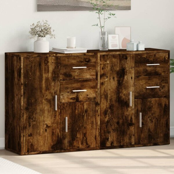 vidaXL Sideboards 2 Stk. R&auml;uchereiche 60x31x70 cm Holzwerkstoff