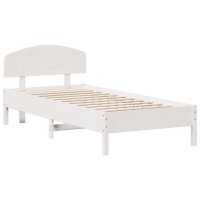 vidaXL Massivholzbett mit Kopfteil Weiß 100x200 cm...