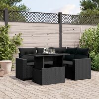 vidaXL 5-tlg. Garten-Sofagarnitur mit Kissen Schwarz Poly...