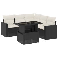 vidaXL 6-tlg. Garten-Sofagarnitur mit Kissen Schwarz Poly...