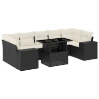 vidaXL 8-tlg. Garten-Sofagarnitur mit Kissen Schwarz Poly Rattan