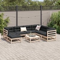 vidaXL 8-tlg. Garten-Sofagarnitur mit Kissen Massivholz Kiefer