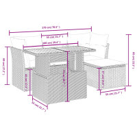 vidaXL 6-tlg. Garten-Sofagarnitur mit Kissen Grau Poly Rattan