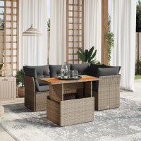 vidaXL 5-tlg. Garten-Sofagarnitur mit Kissen Grau Poly...