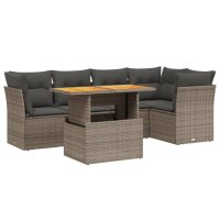 vidaXL 5-tlg. Garten-Sofagarnitur mit Kissen Grau Poly Rattan