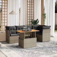 vidaXL 5-tlg. Garten-Sofagarnitur mit Kissen Grau Poly Rattan