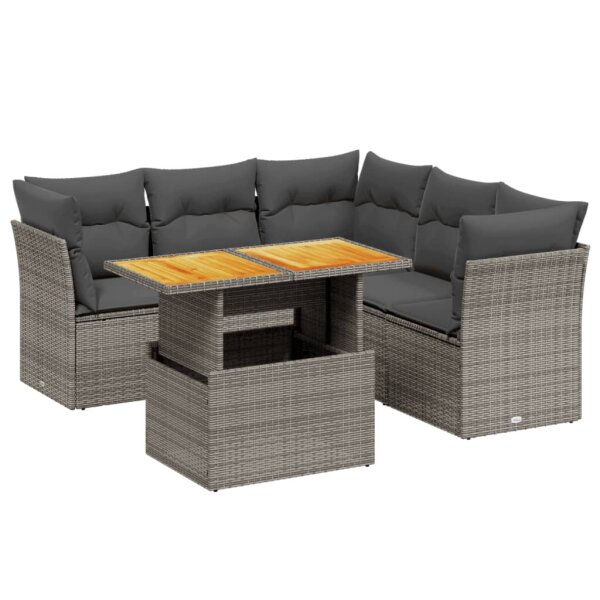 vidaXL 5-tlg. Garten-Sofagarnitur mit Kissen Grau Poly Rattan