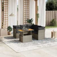 vidaXL 5-tlg. Garten-Sofagarnitur mit Kissen Grau Poly Rattan