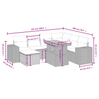 vidaXL 8-tlg. Garten-Sofagarnitur mit Kissen Grau Poly Rattan