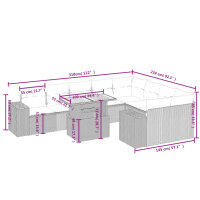 vidaXL 10-tlg. Garten-Sofagarnitur mit Kissen Grau Poly Rattan