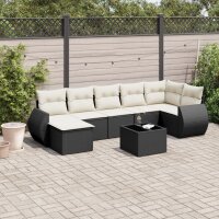 vidaXL 7-tlg. Garten-Sofagarnitur mit Kissen Schwarz Poly Rattan